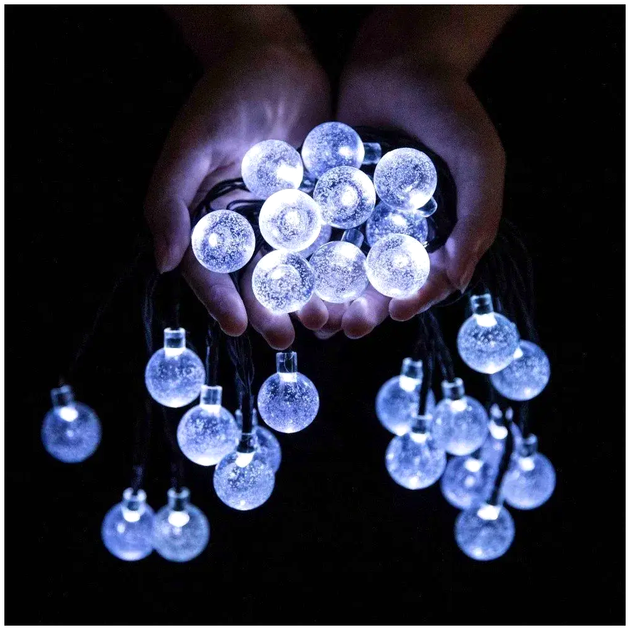 Гирлянда светодиодная 20м 100 LED для улицы с солнечной панелью холодный белый LS-1251 - изображение 4