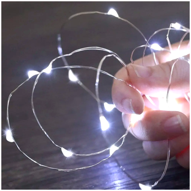 Гирлянда светодиодная 20м 200 LED USB для елки с пультом 8 режимов холодный белый LS-1244 - изображение 3