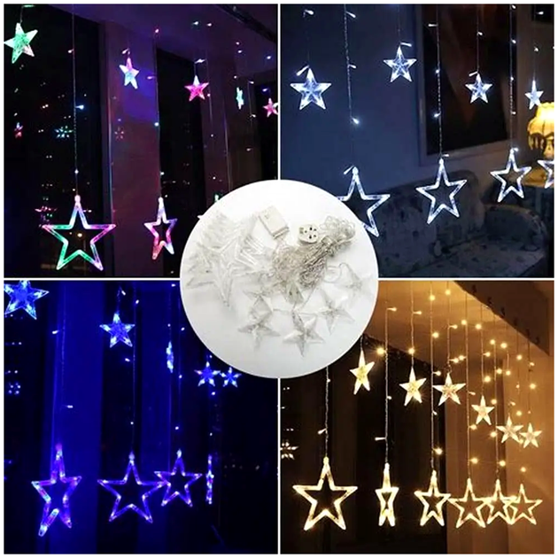 Гирлянда штора 120 LED 8 режимов для дома 3х1 м Звезды RGB LS-364 - изображение 2