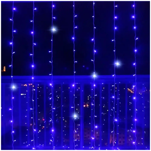 Гирлянда штора 240 LED 2,5х1,5 м для декора синий LS-358 - изображение 4