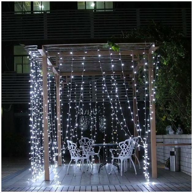 Гирлянда штора 240 LED 2,5х1,5 м для декора белая LS-357 - изображение 6