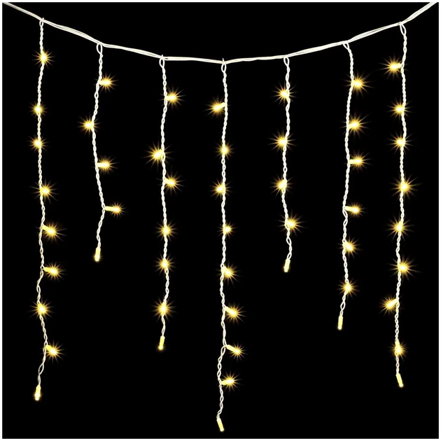 Светодиодная гирлянда-бахрома 12 м 200 LED для украшения дома теплый белый LS-1745 - изображение 4