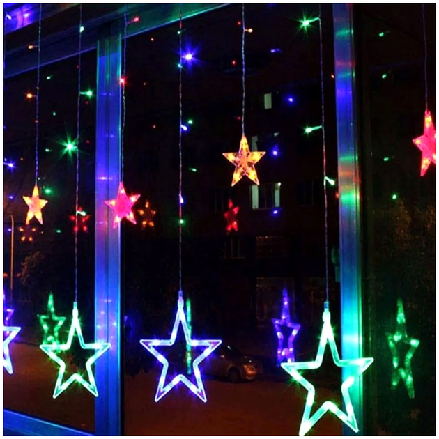 Гирлянда штора 120 LED 8 режимов для дома 3х1 м Звезды RGB LS-364 - изображение 6