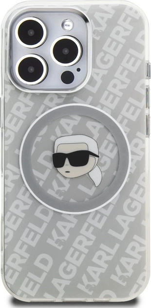 Etui plecki Karl Lagerfeld IML Karl Head Logo MagSafe do Apple iPhone 16 Pro Max Grey (KLHMP16XHMKBKHG) - obraz 3