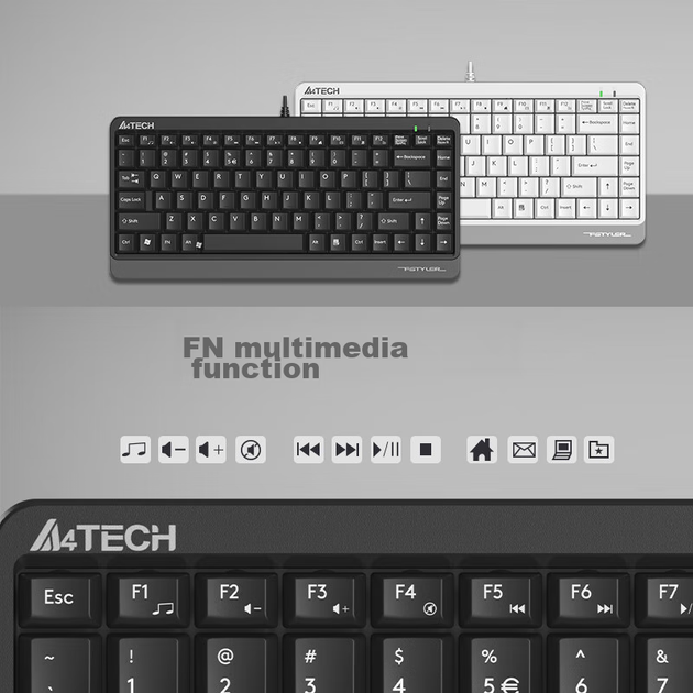 Клавиатура A4TECH FK11 проводная 86 клавиш мембранная для ноутбука и офиса компактная - изображение 8