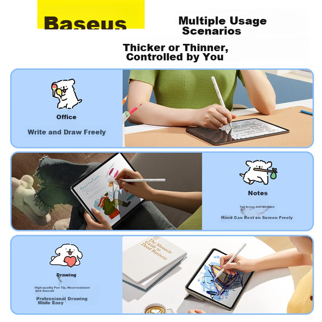 Емкостной стилус BASEUS для iPad и Apple Pencil [Line Dog] Совместим с планшетами 2026 Pro/Air8/Mini/iPad11 с сенсорным экраном и Apple Pencil. - изображение 8