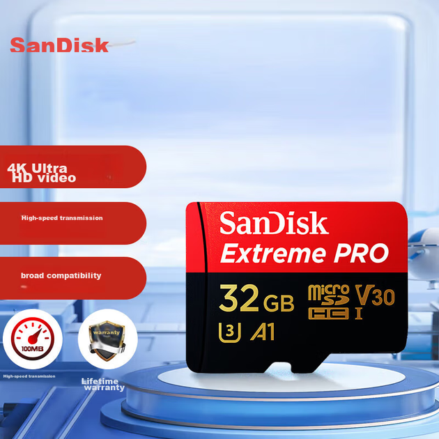 Карта памяти SANDISK Extreme PRO microSDHC 32GB Class 10 UHS-I U3 V30 A1 (SDSDQXP-032G-Z46A) - Фото 6 Карта памяти SANDISK Extreme PRO microSDHC 32GB Class 10 UHS-I U3 V30 A1 (SDSDQXP-032G-Z46A) - изображение 6