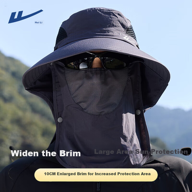 Сонячний капелюх Huili для чоловіків, відкритий сонцезахисний капелюх для обличчя, солом'яний капелюх для риболовлі із захистом від ультрафіолету, простий рибальський капелюх - изображение 5