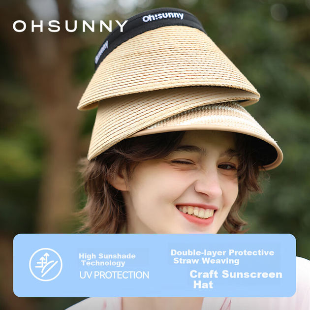 Жіночий весняно-літній широкий козирок сонцезахисний капелюх OhSunny із захистом від сонця, солом'яний капелюх, відкритий, весняно-літній, сонцезахисний капелюх SLH5M228T, колір шовковий туман, кава, M - изображение 4