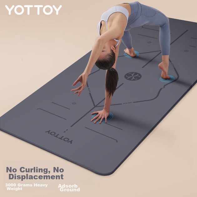 Коврик для йоги Yottoy каучуковый нескользящий, 183x68см, утолщенный - изображение 8