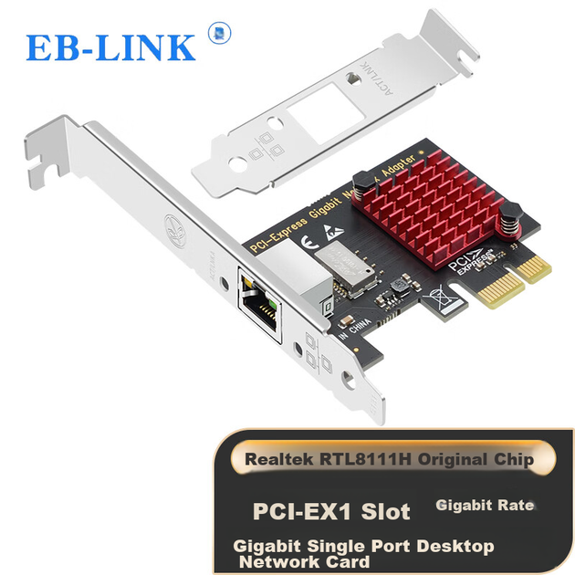 Гігабітна Ethernet-карта EB-LINK PCIE, однопортовий мережевий адаптер для настільного комп'ютера, внутрішня дротова Ethernet-карта зі швидкістю 1000 Мбіт/с для домашнього використання - изображение 4