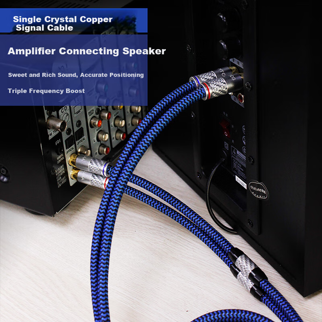 Кабель YYTCG G2 2xRCA - 2xRCA, монокристаллическая медь 6N, 1 м, Black/Blue - изображение 6