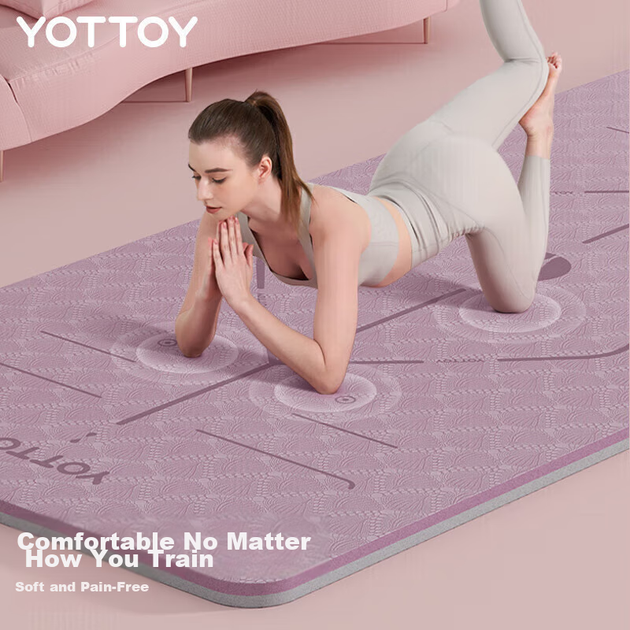 Коврик для йоги Yottoy, утолщенный и расширенный, нескользящий, для фитнеса, танцев, аэробики, звукоизолирующий, амортизирующий, для мужчин и женщин, напольный коврик для домашнего использования. - изображение 10