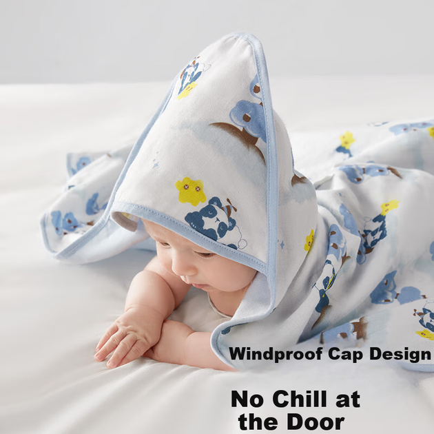 Пеленка-одеяло Babycare для новорожденных хлопковая терморегулирующая Moonlight Blue 90×90см - изображение 4