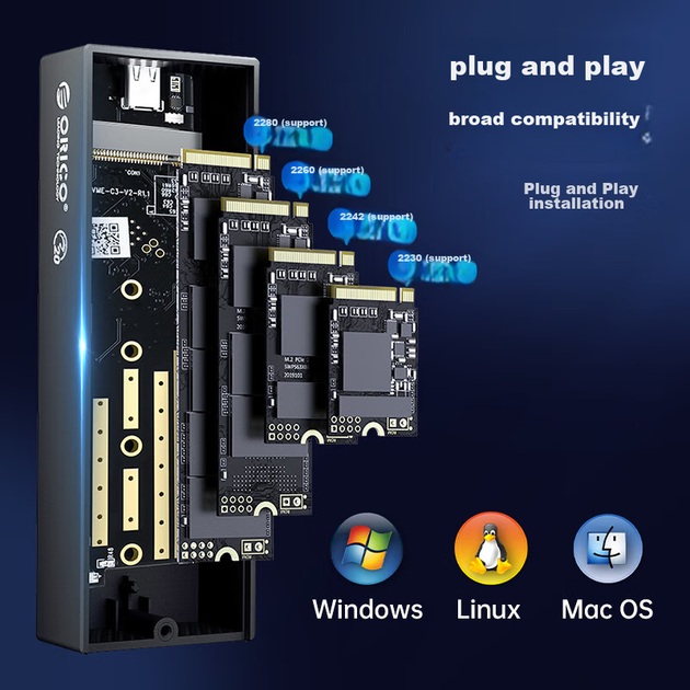 Корпус для SSD-накопителя ORICO M.2 NVMe, 20 Гбит/с USB 3.2, встроенное охлаждение вентилятором, совместим с телефонами и ноутбуками Apple, внешний портативный корпус для SSD-накопителя, M2PVC3-G20 - Фото 8 Корпус для SSD-накопителя ORICO M.2 NVMe, 20 Гбит/с USB 3.2, встроенное охлаждение вентилятором, совместим с телефонами и ноутбуками Apple, внешний портативный корпус для SSD-накопителя, M2PVC3-G20 - изображение 8