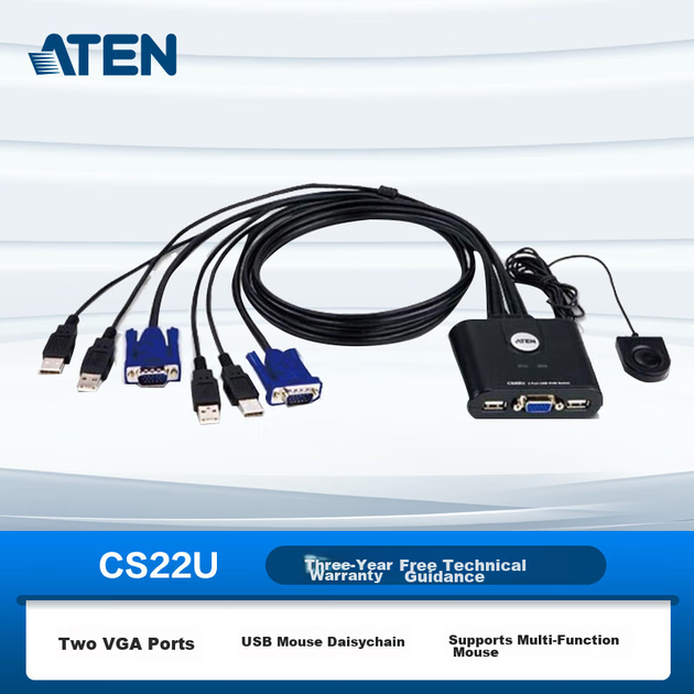 KVM-перемикач ATEN CS22U 2-портовий USB VGA - Фото 6 KVM-перемикач ATEN CS22U 2-портовий USB VGA - зображення 6