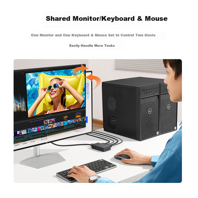 KVM-перемикач UGREEN 90809 2-портовий HDMI 4K 60 Гц - Фото 5 KVM-перемикач UGREEN 90809 2-портовий HDMI 4K 60 Гц - зображення 5