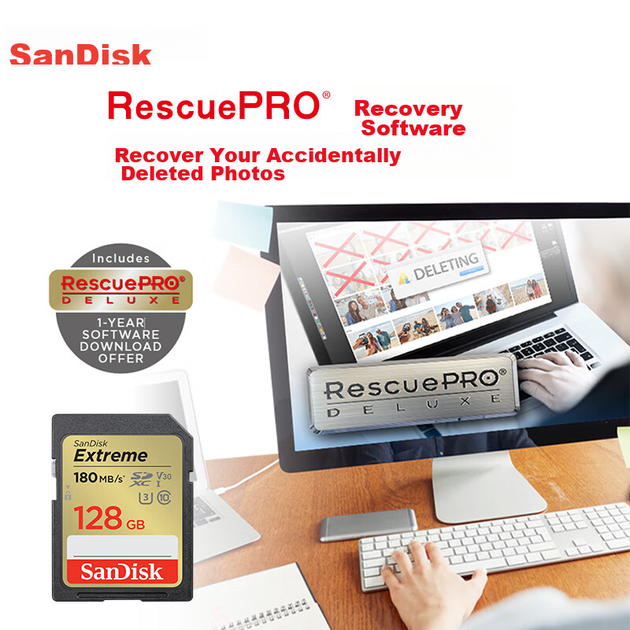 Карта памяти SANDISK Extreme SDXC 128GB Class 10 UHS-I U3 V30 (SDSDXV5-128G-ZNCIN) - изображение 3