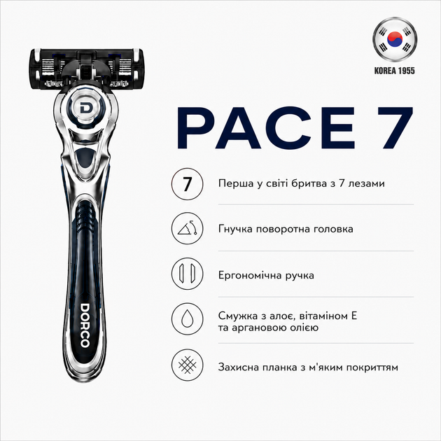 Бритва системная Dorco Pace7 для мужчин 7 лезвий (8801038582597) - изображение 3
