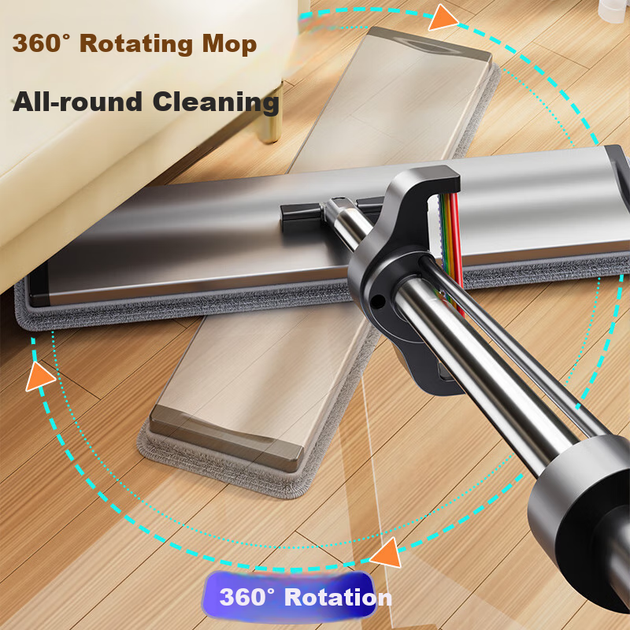 Швабра Jiabangshou Rainbow Flat Mop, 40 см, 2 тканевые насадки для домашнего использования, уборка без рук, насадка из алюминиевого сплава 2026, чудо для уборки пола. - Фото 8 Швабра Jiabangshou Rainbow Flat Mop, 40 см, 2 тканевые насадки для домашнего использования, уборка без рук, насадка из алюминиевого сплава 2026, чудо для уборки пола. - изображение 8