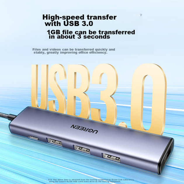 Док-станция расширения UGREEN Type-C, разветвитель USB-C 3.0, 4-портовый адаптер-концентратор, совместима с ноутбуками Apple 17/16, планшетами Mac и iPad. - Фото 5 Док-станция расширения UGREEN Type-C, разветвитель USB-C 3.0, 4-портовый адаптер-концентратор, совместима с ноутбуками Apple 17/16, планшетами Mac и iPad. - изображение 5