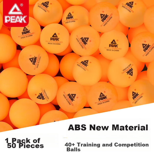 Тренувальні м'ячі PEAK для настільного тенісу ABS, упаковка з 50 штук, жовті - зображення 4