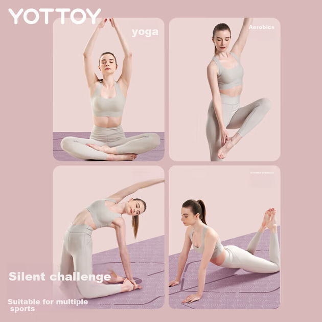 Коврик для йоги Yottoy расширенный, амортизирующий, для аэробики, звукоизоляционный - изображение 9