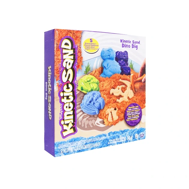 Набір піску для дитячої творчості - KINETIC SAND DINO (блакитний, коричневий, аксесуари, 340 г) - Фото 1 Набір піску для дитячої творчості - KINETIC SAND DINO (блакитний, коричневий, аксесуари, 340 г) - изображение 1