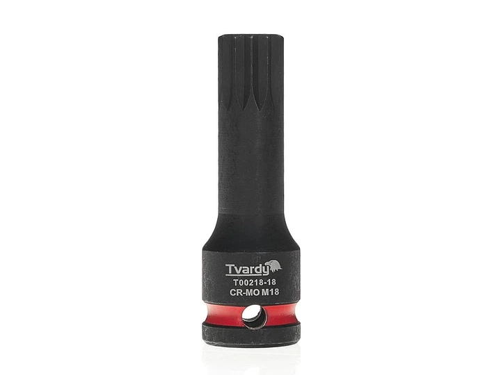 Головка ударна "Tvardy" з хром-молібденової сталі (Cr-Mo) 1/2" Spline M18 довжиною 77мм - Фото 1 Головка ударна "Tvardy" з хром-молібденової сталі (Cr-Mo) 1/2" Spline M18 довжиною 77мм - зображення 1