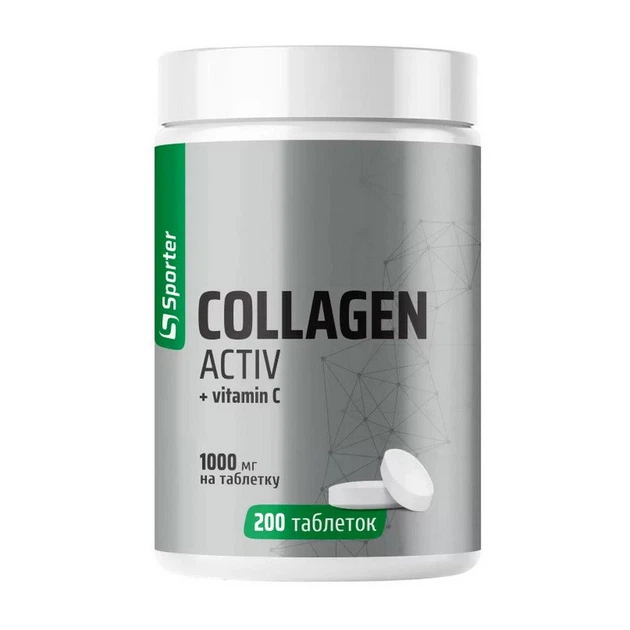 Колаген Sporter Collagen Active + Vitamin C 200 таблеток - Фото 1 Колаген Sporter Collagen Active + Vitamin C 200 таблеток - изображение 1