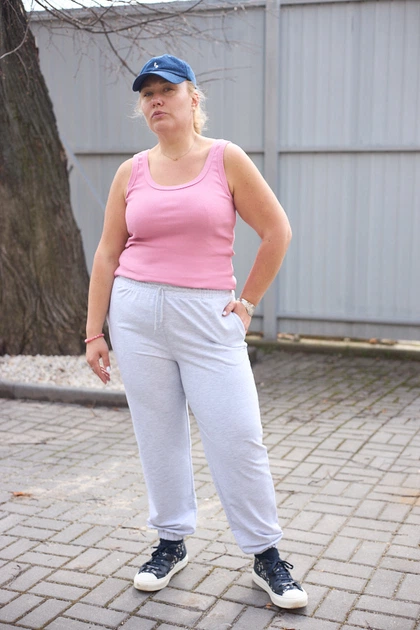 Жіноча літня майка рубчик великих розмірів приталена Aksan 26.2317 OneSize 46(L)-52(3XL) Рожевий - Фото 4 Жіноча літня майка рубчик великих розмірів приталена Aksan 26.2317 OneSize 46(L)-52(3XL) Рожевий - зображення 4