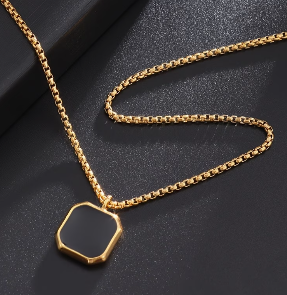 Чоловічий квадратний кулон, підвіска з ланцюжком Square GOLD - Фото 7 Чоловічий квадратний кулон, підвіска з ланцюжком Square GOLD - зображення 7