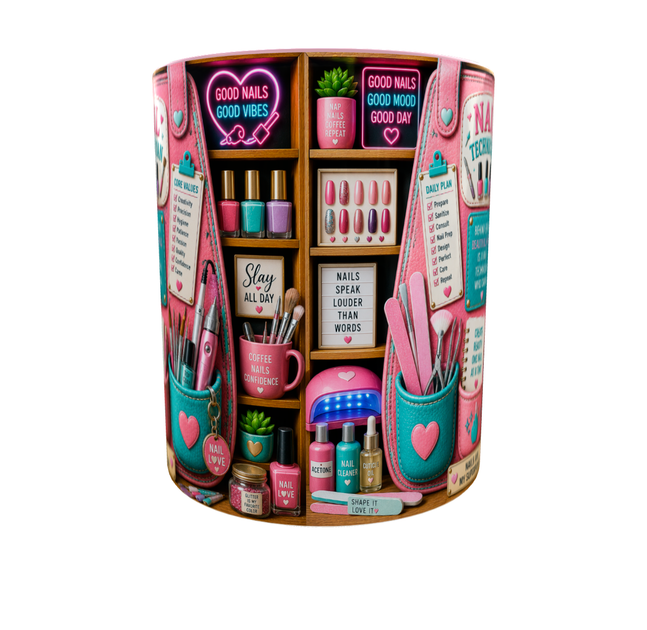 Кружка (чашка) с принтом Nail Technician Organizer – Professional Organizer Collection | Подарок мастеру маникюра, нейл-мастеру | Керамическая 330 мл(розовая ручка) - изображение 2