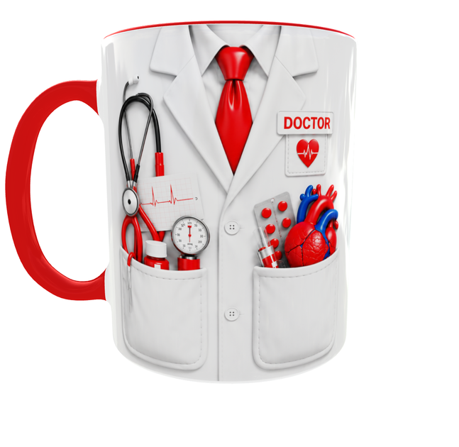 Кружка (чашка) з принтом Doctor – подарунок лікарю, медику, медичному працівнику | Керамічна 330 мл(червона ручка) - зображення 2