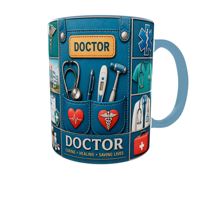 Кружка (чашка) з принтом Doctor Organizer – Professional Organizer Collection | Подарунок лікарю, медику, медичному працівнику | Керамічна 330 мл(блакитна ручка) - зображення 6