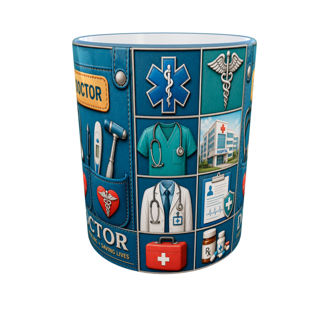 Кружка (чашка) з принтом Doctor Organizer – Professional Organizer Collection | Подарунок лікарю, медику, медичному працівнику | Керамічна 330 мл(блакитна ручка) - зображення 2