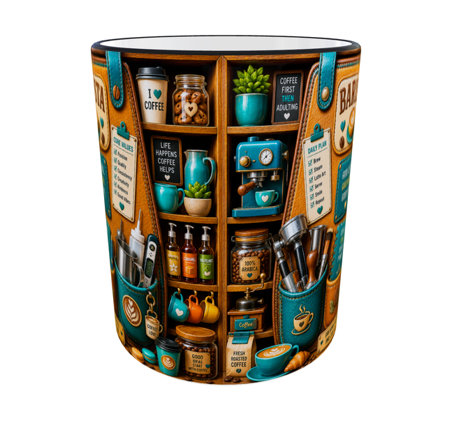 Кружка (чашка) с принтом Barista Organizer – Professional Organizer Collection | Подарок бариста, кофеману | Керамическая 330 мл(черная ручка) - изображение 2