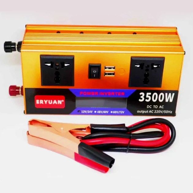 Преобразователь напряжения Eruan 3500W с 12 В/24 В в 220 В автомобильный инвертор с LCD экраном для питания бытовой техники и электроники (GK223) - изображение 2