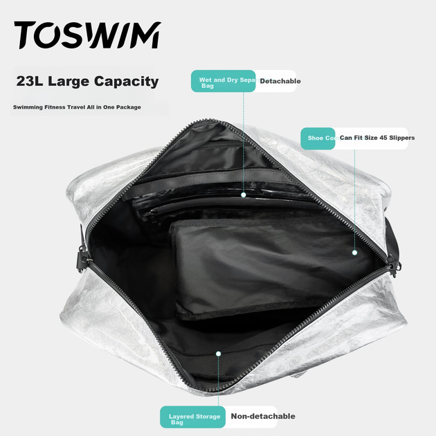 Сумка TOSWIM для плавания раздельная водонепроницаемая через плечо спортивная - Фото 9 Сумка TOSWIM для плавания раздельная водонепроницаемая через плечо спортивная - изображение 9
