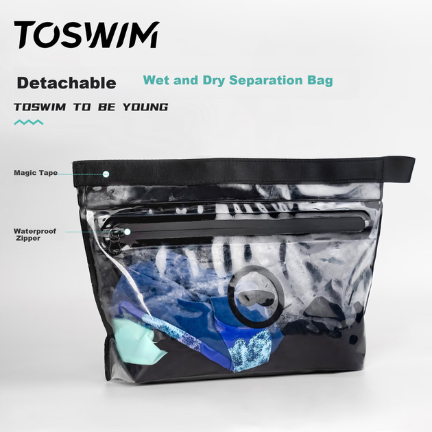 Сумка TOSWIM для плавания раздельная водонепроницаемая через плечо спортивная - Фото 10 Сумка TOSWIM для плавания раздельная водонепроницаемая через плечо спортивная - изображение 10