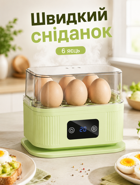 Электрическая яйцеварка A-Plus для домашнего приготовления 6 яиц с автоматическим отключением и световой индикацией 200 Вт - изображение 4