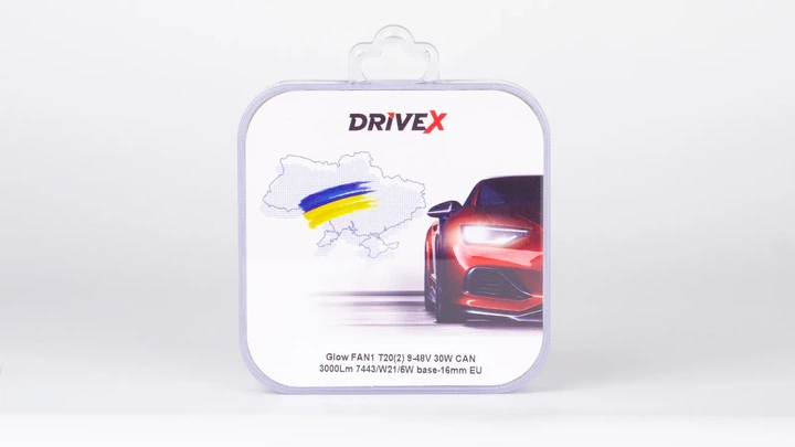 Світлодіоди в габаритні вогні. Підсвітку номера та салона DriveX Glow FAN1 T20(2) 9-48V 30W CAN 3000Lm 7443/W21/5W base-16mm EU к-т. - изображение 3