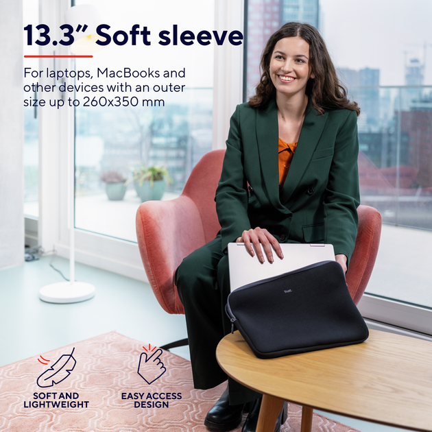 Чохол для ноутбука Trust TR21251 Primo Soft Sleeve 13.3" Black (21251) - Фото 7 Чохол для ноутбука Trust TR21251 Primo Soft Sleeve 13.3" Black (21251) - зображення 7