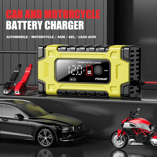 Зарядное устройство автомобильное 12V/24V Foxsur FBC122410E Автоматическое импульсное с функцией восстановления Yellow (19432) - изображение 7