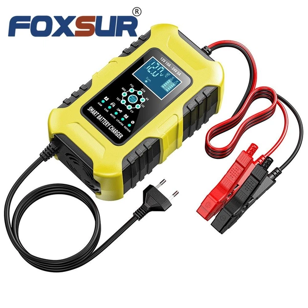 Умное зарядное устройство автомобильное Foxsur FBC122410D 12V / 10A - 24V / 5A Автоматическое импульсное с функцией восстановления Yellow (19437) - изображение 2