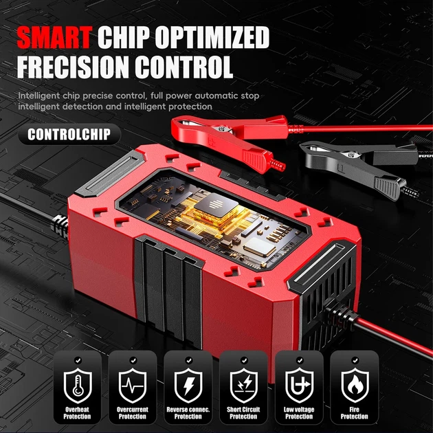 Зарядное устройство автомобильное Foxsur FBC1206F 12V/6А Автоматическое импульсное с функцией восстановления Red (19424) - изображение 9