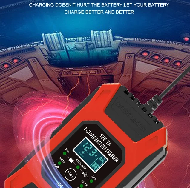 Зарядное устройство автомобильное Foxsur FBC1207D 12V/7А Автоматическое импульсное с функцией восстановления Red (19426) - изображение 5