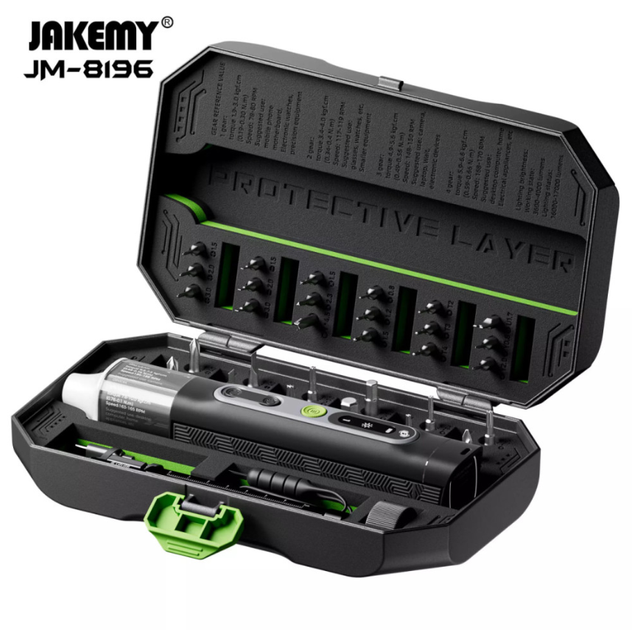 Акумуляторна викрутка JAKEMY JM-8196 35в1 з магнітними бітами в кейсі - зображення 8