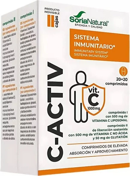 Дієтична добавка Soria Natural C-Activ witamina C 1000 мг 20+20 таблеток (8422947112004) - Фото 1 Дієтична добавка Soria Natural C-Activ witamina C 1000 мг 20+20 таблеток (8422947112004) - зображення 1