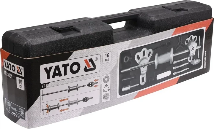 Съемник ступиц и подшипников YATO инерционный набор 16 предметов YT-25391 - Фото 4 Съемник ступиц и подшипников YATO инерционный набор 16 предметов YT-25391 - изображение 4